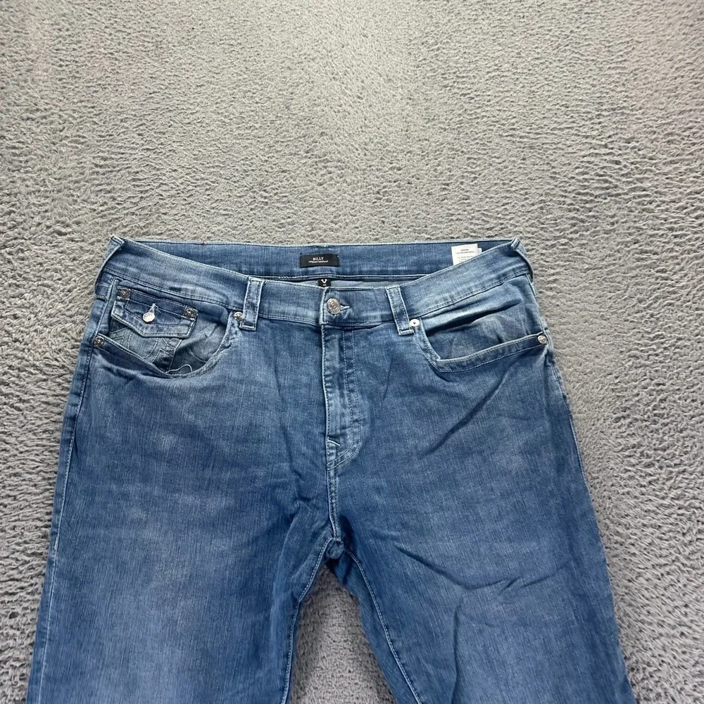True Religion Billy Jeans Mens 42x34 Blue Cotton Denim Bootcut Relaxed Stretch